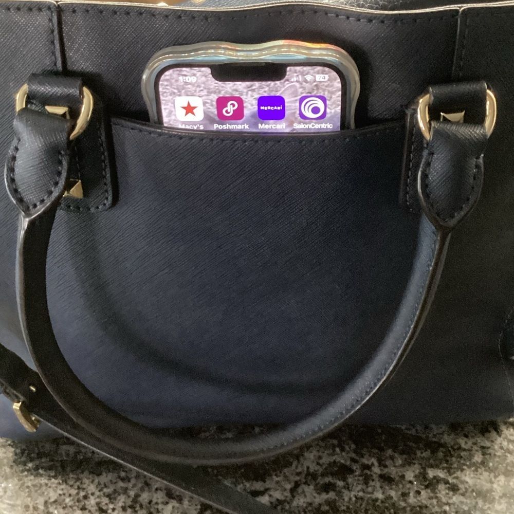 Michael Kors Blue Studded Bag & Wallet Set - Picture 13 of 13